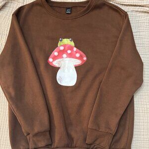 Mushroom sweat shirt ladies size S long sleeve